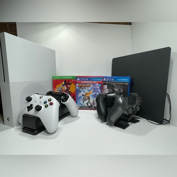 Xbox Other - Xbox One and PlayStation 4 Console Bundle with Controllers - White and Black